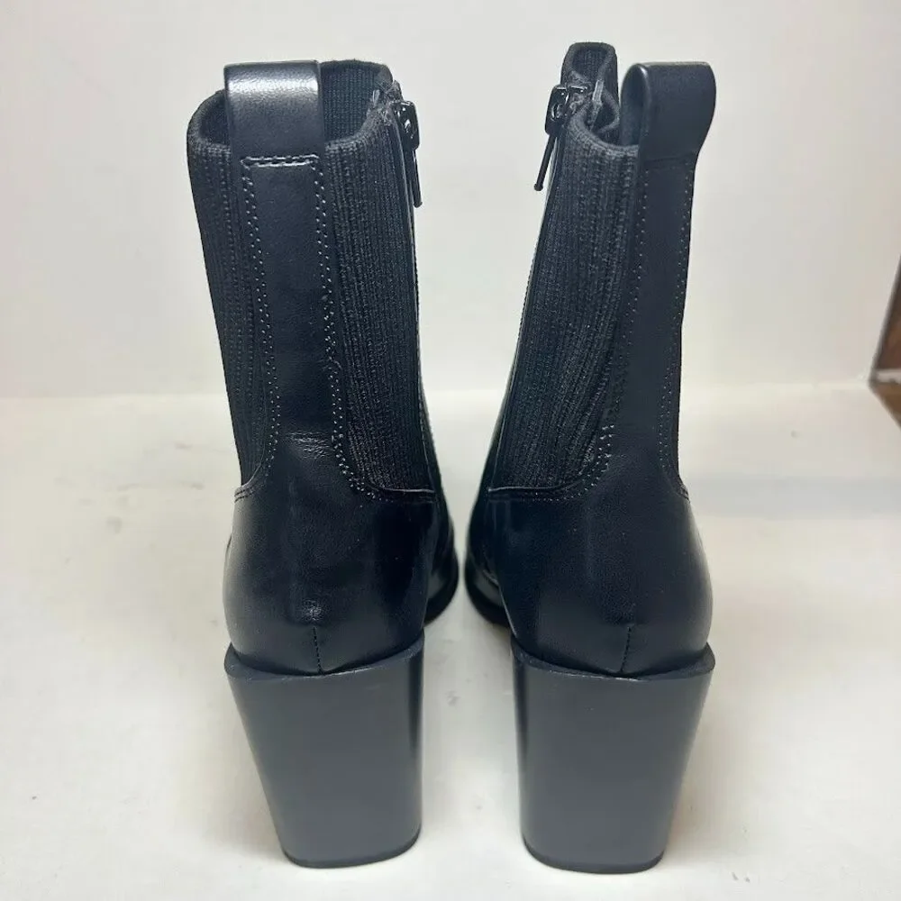 Wild Pair Womens 9.5 M Black Trinityy Faux Leather Pointed Toe Booties NIB QG9